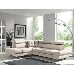 Bestmobilier Lisbona - Canapé d'angle gauche convertible - 5 places - avec têtières Lisbona - Canapé d'angle gauche convertible - 5 places - avec têtières - Beige