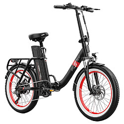 ONESPORT OT16-2 électrique, moteur 250 W, batterie 48 V 15,6 Ah, pneus 20 x 3,0 pouces, vitesse maximale de 25 km/h, autonomie de 120 km, freins à disque mécaniques - Noir Rouge