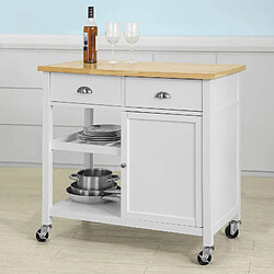 SoBuy FKW62-WN Desserte Roulante Chariot de Cuisine de Service Armoire Meuble de Rangement