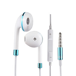 Wewoo Écouteurs bleu pour iPhone, Galaxy, Huawei, Xiaomi, LG, HTC et autres smartphone intra-auriculaires 3,5 mm avec contrôle de ligne ampli Mic, 