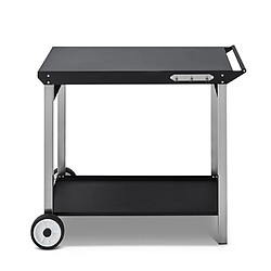 Chariot Plancha BRASERO - Aliza - Support Plancha - 2 niveaux de rangements - 96 x 56 cm - Noir et Gris