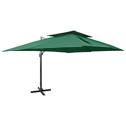 vidaXL Parasol de jardin en porte-à-faux avec double toit vert