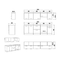 Acheter Vente-Unique Cuisine complète - Avec plan de travail 240 cm - Gris brillant & Blanc - TRATTORIA