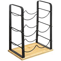 Pegane Rack à bouteilles en métal noir et bambou coloris naturel - Longueur 25,5 x Profondeur 17 x Hauteur 38 cm 