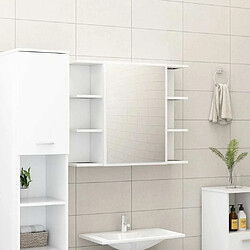 Maison Chic Armoire à miroir de salle de bain,Meuble de rangement,Meuble bas de bain Blanc 80x20,5x64 cm Aggloméré -GKD909977