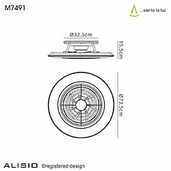 Luminaire Center Plafonnier ventilateur Alisio Argent, blanc 1 ampoule 19,5cm