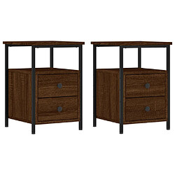 vidaXL Tables de chevet 2pcs chêne marron 34x35,5x50cm bois ingénierie