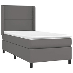 Avis Maison Chic Structures de lit + matelas,Lit à sommier tapissier avec matelas Gris 100x200 cm Similicuir -MN75150