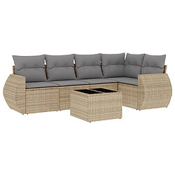 vidaXL Salon de jardin avec coussins 6 pcs beige résine tressée