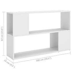 vidaXL Bibliothèque Blanc 100x24x63 cm Bois d'ingénierie pas cher