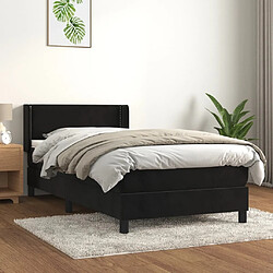 Maison Chic Structures de lit + matelas,Lit à sommier tapissier avec matelas Noir 100x200 cm Velours -MN68388