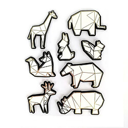 Graines Creatives 8 stickers 3D animaux du zoo 6 cm 