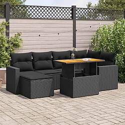 vidaXL Salon de jardin 7 pcs avec coussins noir résine tressée