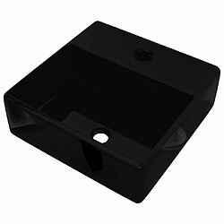 vidaXL Vasque rectangulaire à trou Noir en céramique pour salle de bain