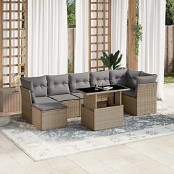 vidaXL Salon de jardin avec coussins 8 pcs beige résine tressée 