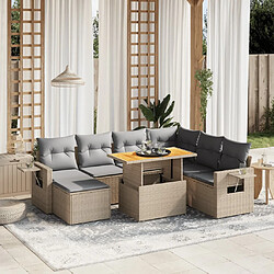 vidaXL Salon de jardin avec coussins 8 pcs beige résine tressée 