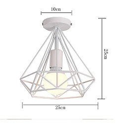 Acheter Stoex Plafonnier industrielle Retro 25cm en forme Diamant Blanc, Suspension Luminaire pour Salle à Manger,Bar,Chambre