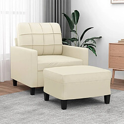 vidaXL Fauteuil avec repose-pied Crème 60 cm Similicuir