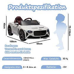 LBF Voiture Électrique pour Enfants 12V7A avec Télécommande 2,4G pour Parents, Trois Vitesses Réglables, Affichage de la Puissance, USB, MP3, Bluetooth - Voiture d'Enfant Idéale pour Jeux de Plein Air