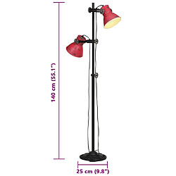 vidaXL Lampadaire 25 W rouge délavé 25x25x90/140 cm E27 pas cher