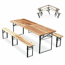 Wood Decor Table de brasserie pliante bancs bois ensemble 220x80cm 