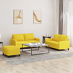 vidaXL Ensemble de canapés 3 pcs avec coussins Jaune clair Tissu 