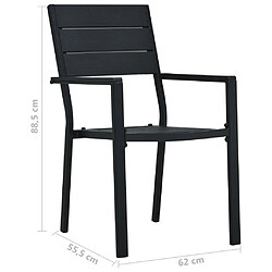 vidaXL Chaises de jardin lot de 4 Noir PEHD Aspect de bois pas cher