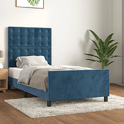 vidaXL Cadre de lit sans matelas bleu foncé 90x190 cm velours