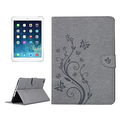 Wewoo Housse Étui gris pour iPad Air 2 fleurs pressées motif papillon flip horizontal en cuir PU avec boucle magnétique et titulaire fentes cartes porte-monnaie