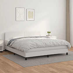 vidaXL Sommier à lattes de lit avec matelas Blanc 180x200cm Similicuir