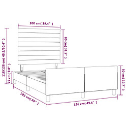 vidaXL Cadre de lit avec tête de lit Rose 120x200 cm Velours pas cher