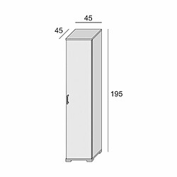 Inside 75 Armoire KOMPO structure blanc façade chêne 1 porte 4 étagères