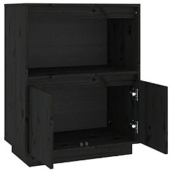 Maison Chic Buffet,Meuble de Rangement,commode pour salon,Cuisine Noir 60x34x75 cm Bois massif de pin -MN57031 pas cher