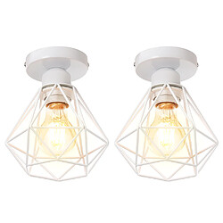 Stoex 2PCS Plafonnier Rétro Blanc Lampe de Plafond E27 Cage en Métal Luminaire Plafonnier Vintage D'Intérieur