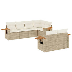 vidaXL Salon de jardin avec coussins 7 pcs beige résine tressée