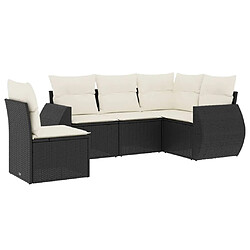 Maison Chic Ensemble de 5 Tables et chaises d'extérieur avec coussins,Salon de jardin noir résine tressée -GKD891279