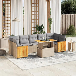 vidaXL Salon de jardin avec coussins 8 pcs beige résine tressée 