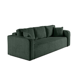 Bestmobilier Miro - canapé droit 3 places - convertible avec coffre - en velours texturé Miro - canapé droit 3 places - convertible avec coffre - en velours texturé - Vert