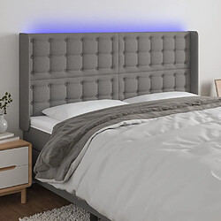 Maison Chic Tête de lit scandinave à LED,meuble de chambre Gris foncé 203x16x118/128 cm Tissu -MN76033