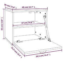 vidaXL Armoire murale Noir 40x30x35 cm Bois de pin massif pas cher