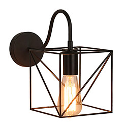 Stoex Applique Murale Vintage Industriel Cage Cube en Métal Plafonnier Luminaire Rétro Lampe Intérieure Décoration pour Salon Cuisine Couloir Chambre Café Bar, E27 Noir 