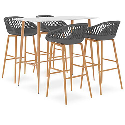 vidaXL Ensemble de bar 5 pcs Blanc et gris 