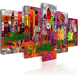 Decoshop26 Tableau toile de décoration murale impression premium en partie sur châssis en bois motif Colourful Small Town100x50 cm 11_0014024