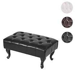 Mendler Pouf / ottoman de luxe lounge Chesterfield similicuir ~ pieds antiques, noir