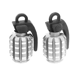 2pcs Grenades Bouchons Anti-poussière De Valve De Pneu Forme Du Pneu Pour Voiture Moto Vélo -silver