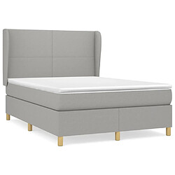 vidaXL Sommier à lattes de lit avec matelas Gris clair 140x190cm Tissu