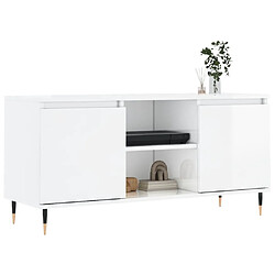 Avis Maison Chic Meuble TV scandinave - Banc TV pour salon blanc brillant 104x35x50 cm bois d'ingénierie -MN83438