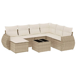 vidaXL Salon de jardin avec coussins 8 pcs beige résine tressée