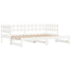 Maison Chic Lit d'appoint Blanc 2x(90x200)cm,Lit coulissant Lit de repos Bois de pin massif -GKD72132