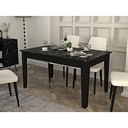 Vente-Unique Table à manger 6 personnes avec rangements - Effet marbre noir - PERLINEA